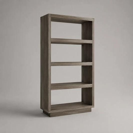 Libreria rettangolare in legno con 4 ripiani, rovere grigio, 80 × 30 × 180 cm